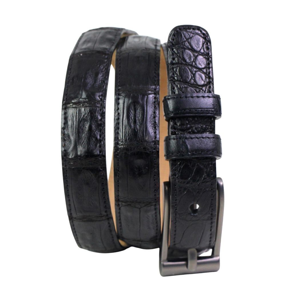 Tommy Bahama Spain BLACK GENUINE CROCODILE 3/4"Wd DRESS WOMEN'S BELT Size L (C71